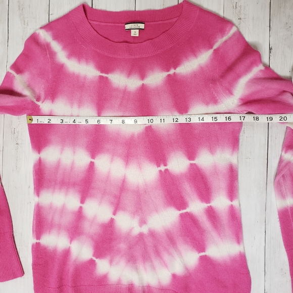 J Crew Sweater Crewneck Cashmere Tie Dye Pink White Small - Picture 14 of 15